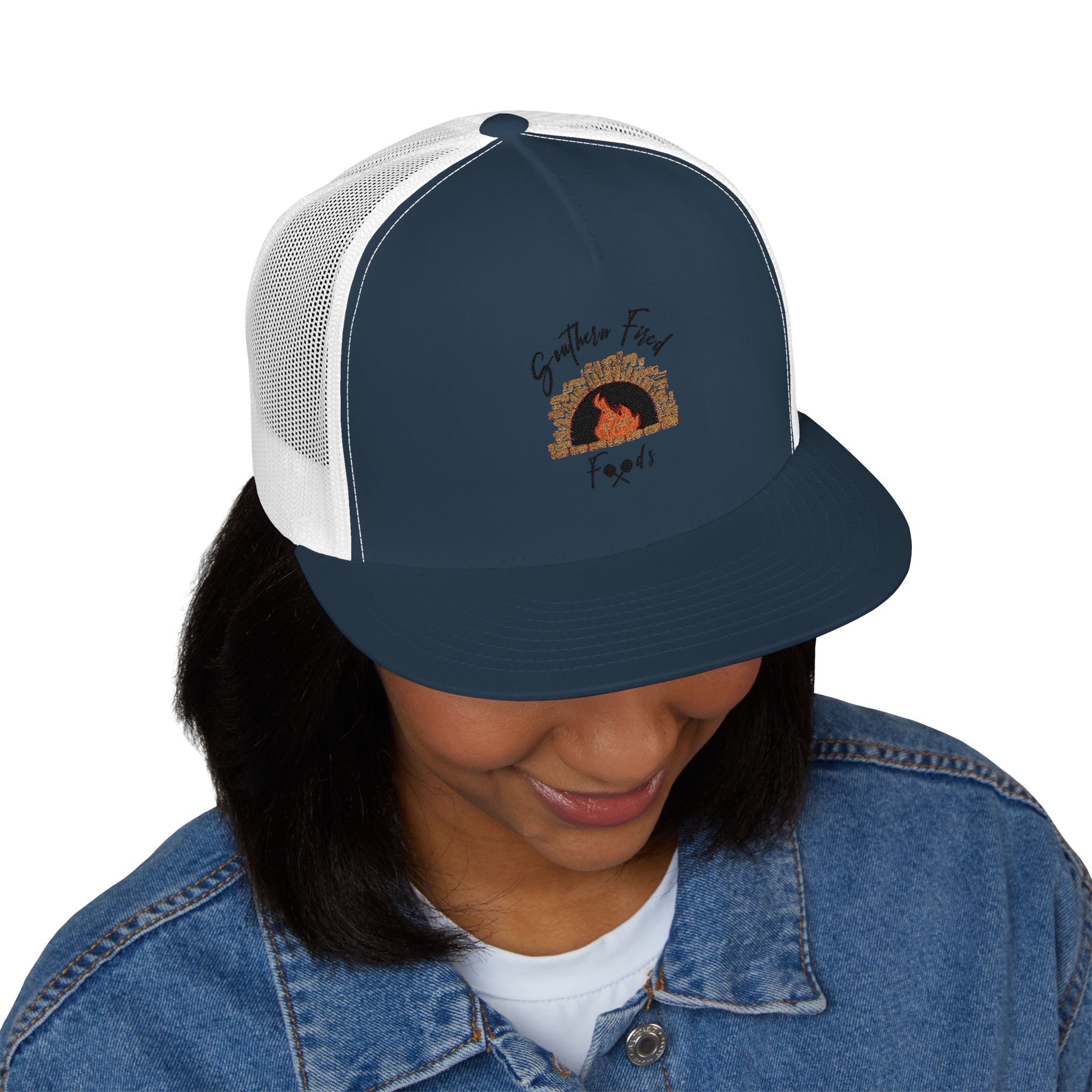Embroidered 5 Panel Trucker Cap | Perfect for Outdoor Adventures, Camping, Gifts, Stylish Accessories, Casual Wear, Unisex Fashion - Image 11