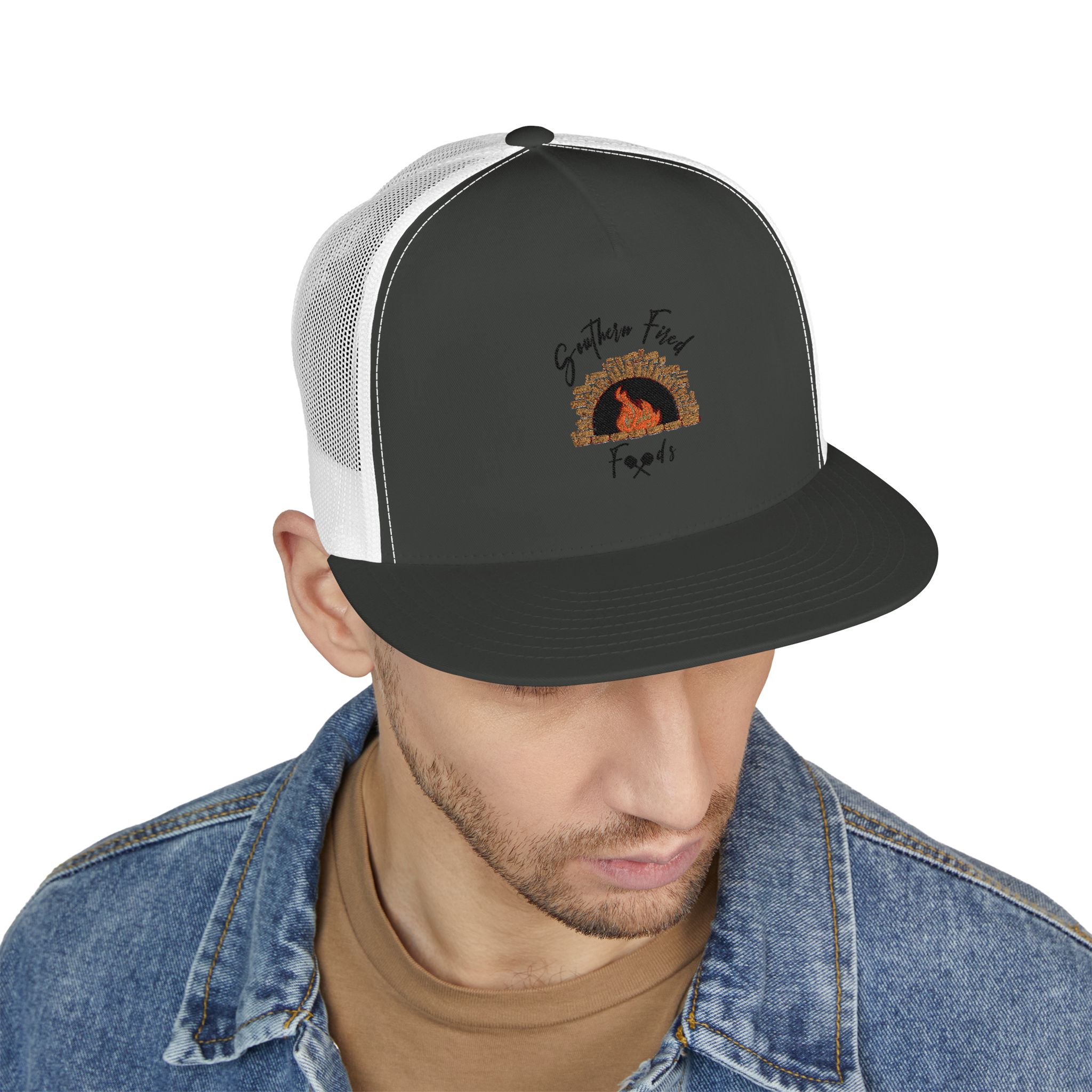 Embroidered 5 Panel Trucker Cap | Perfect for Outdoor Adventures, Camping, Gifts, Stylish Accessories, Casual Wear, Unisex Fashion