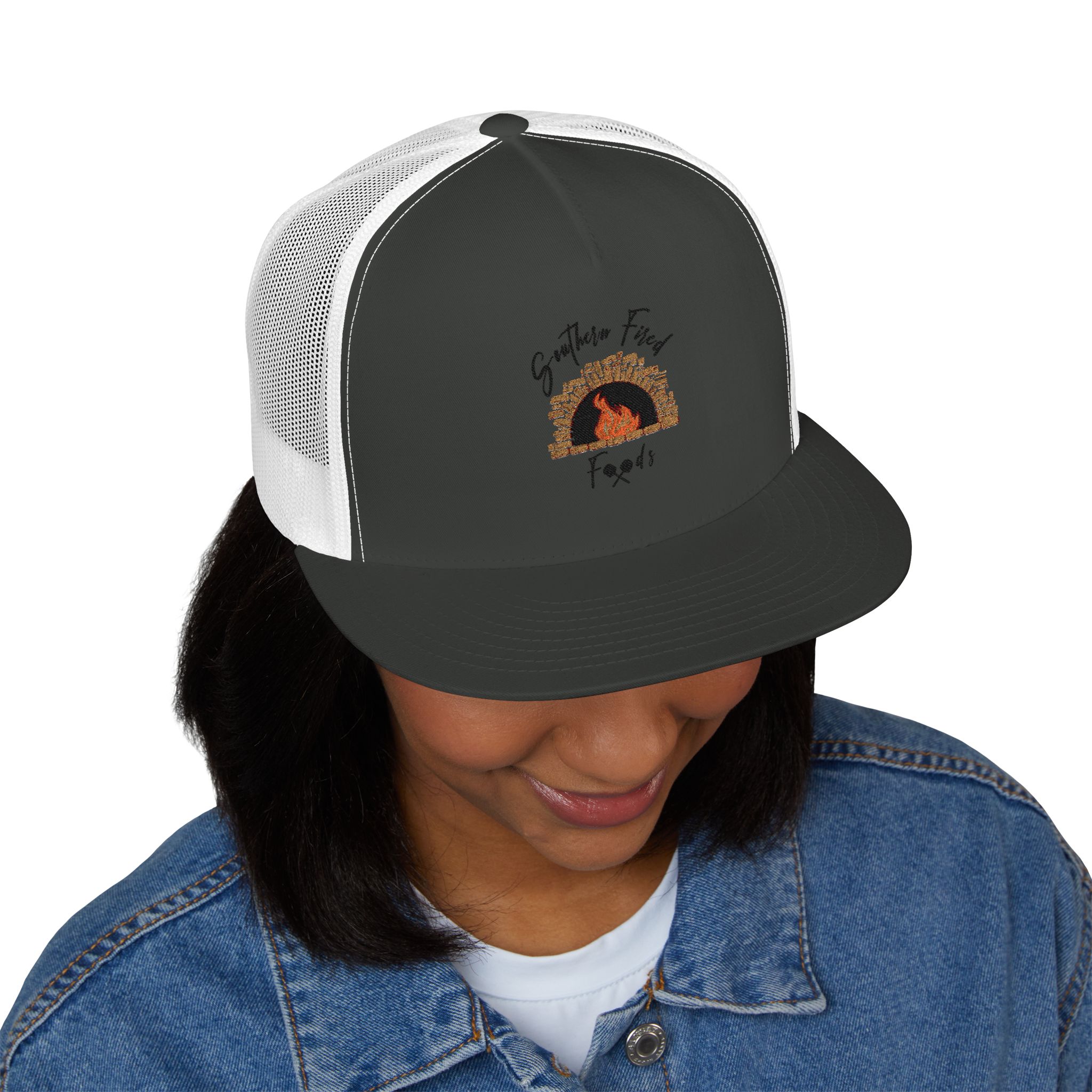 Embroidered 5 Panel Trucker Cap | Perfect for Outdoor Adventures, Camping, Gifts, Stylish Accessories, Casual Wear, Unisex Fashion - Image 3